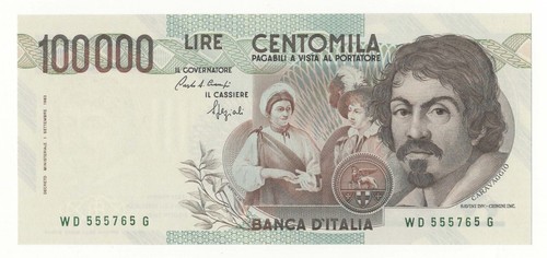 100000 lire caravaggio - caravaggio, i°