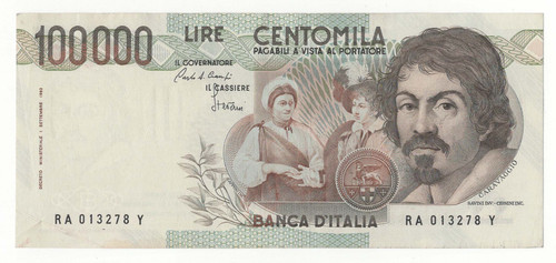 100000 lire caravaggio - , i°