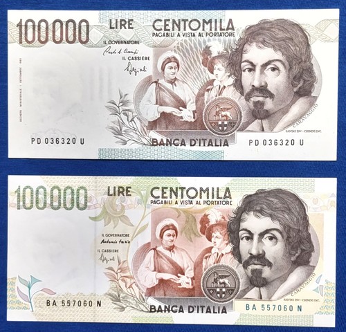100000 lire caravaggio primo - lire,