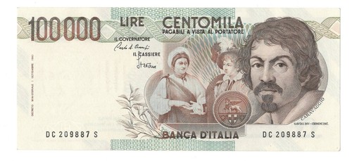 100000 lire caravaggio - lire, i°