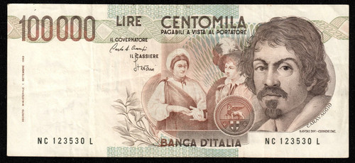 100000 lire caravaggio - caravaggio, 1°