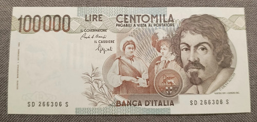 100000 lire caravaggio - lire, 1°
