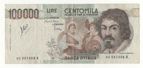 100000 lire caravaggio - lire, i°