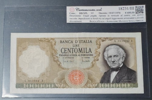 100000 lire manzoni senza - 100000,