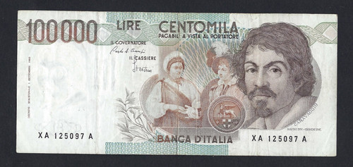 100000 lire caravaggio primo - lire,