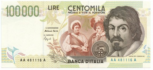 100000 lire caravaggio tipo - caravaggio, ii