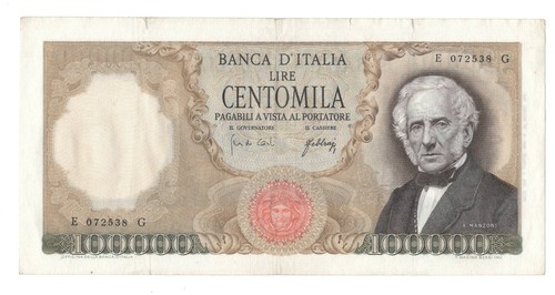 100000 lire manzoni decr - 100000,