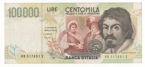 100000 lire caravaggio - lire, ii°