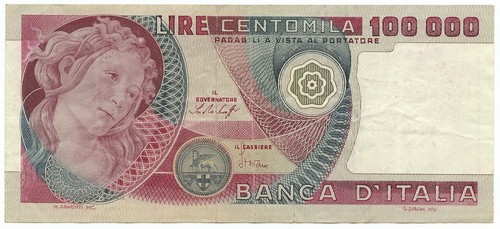 100000 lire banca italia - lire,