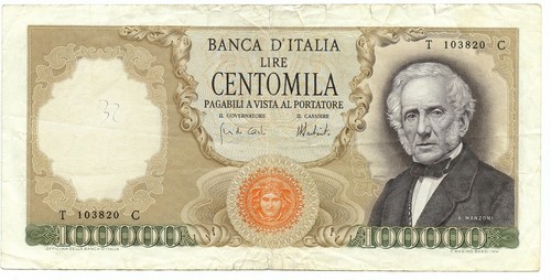 100000 lire alessandro - alessandro, manzoni
