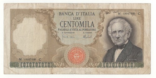 100000 lire manzoni serie - lire,