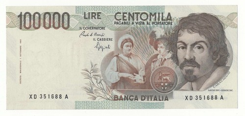 100000 lire caravaggio - lire,