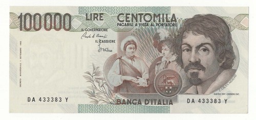 100000 lire caravaggio - lire, i°
