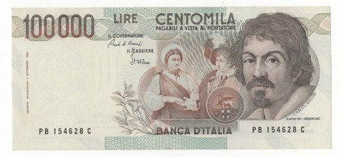 100000 lire caravaggio - lire, i°
