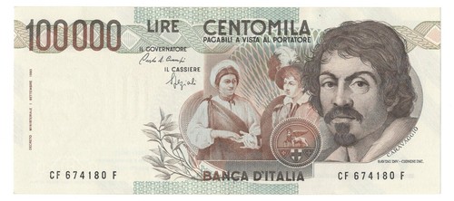100000 lire caravaggio - caravaggio, i°