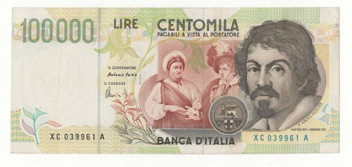 100000 lire caravaggio - lire, ii°