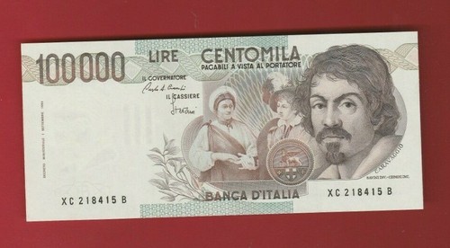 100000 lire caravaggio - lire, 1°