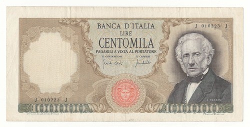 100000 lire manzoni - decr, 19