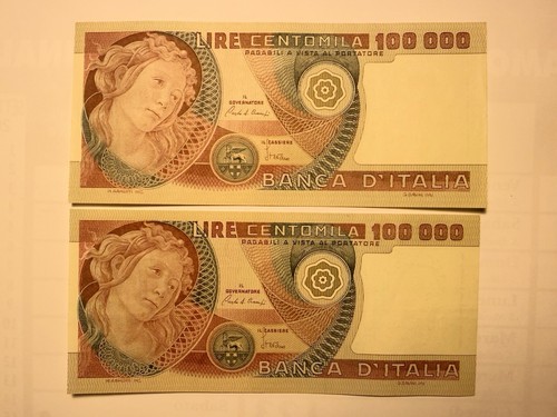 Coppia banconote 100000 lire