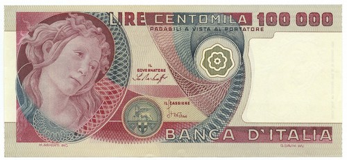 100000 lire banca italia - banca, d'italia