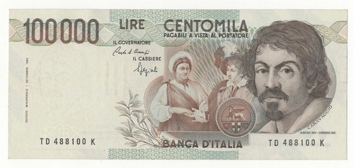 100000 lire caravaggio - 100000, i°