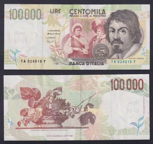 Banconota italia 100000 lire - italia,